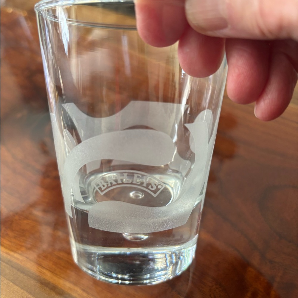 Bailey’s frosted white heavy base controlled bubble low ball glass